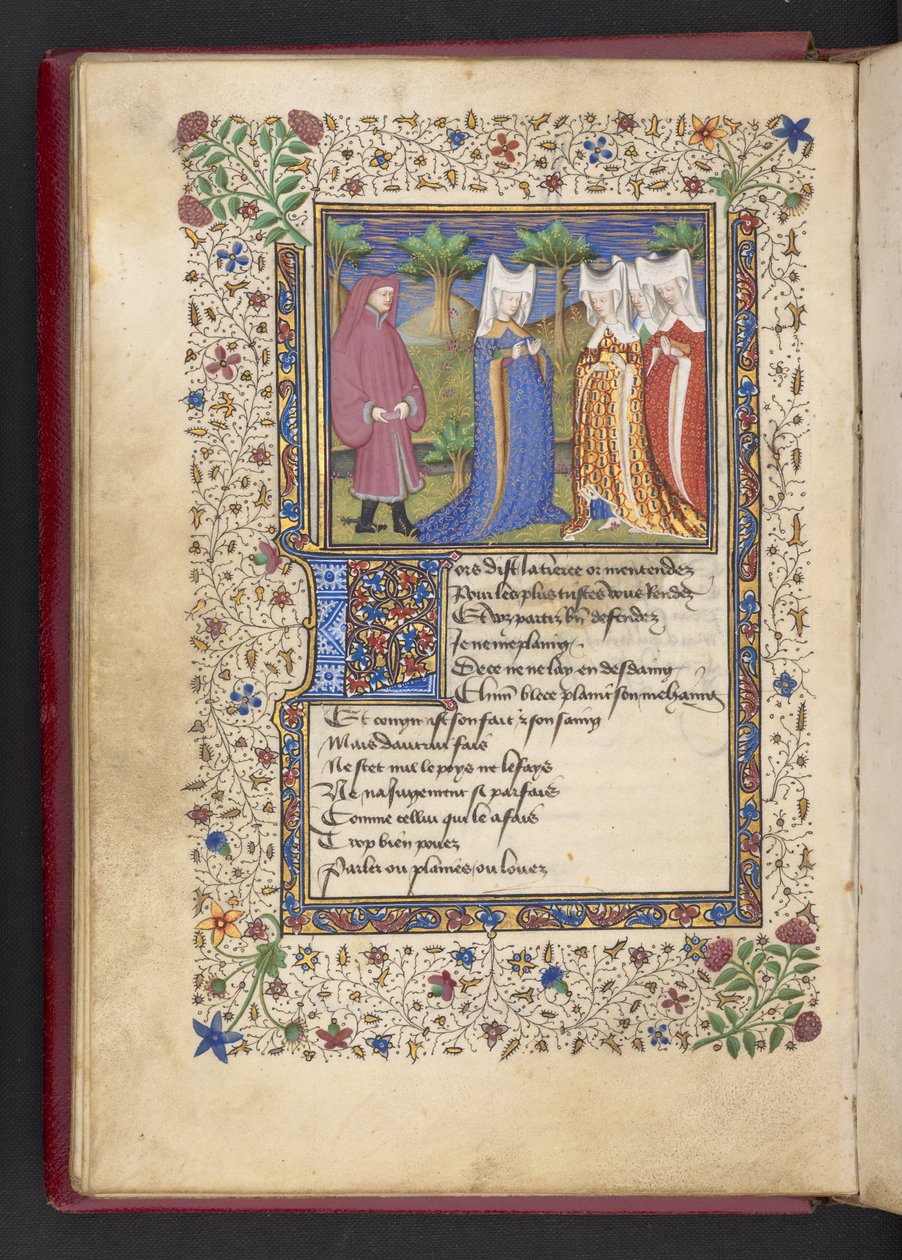 Lägg till MS 21247 f.40v En gentleman och tre damer, från 