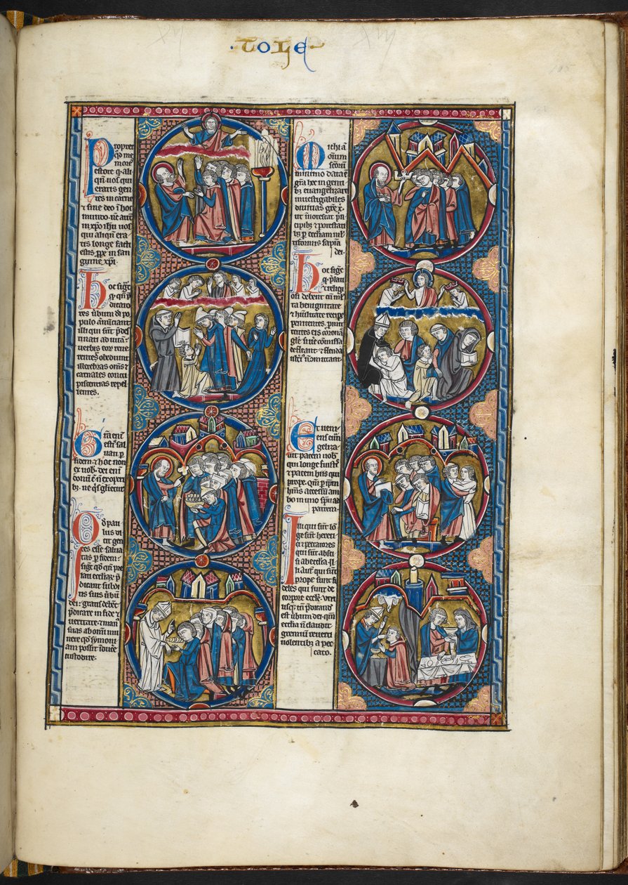 Lägg till MS Harley 1527, F.105R, miniatyrer från Bibeln Moralisée (Vellum) av French School