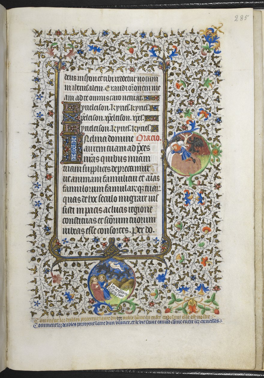 Lägg till Ms 18850 f.285r Book of Hours (The Bedford Hours) c.1410-30 (bläck, färg & guld på veläng) av French School