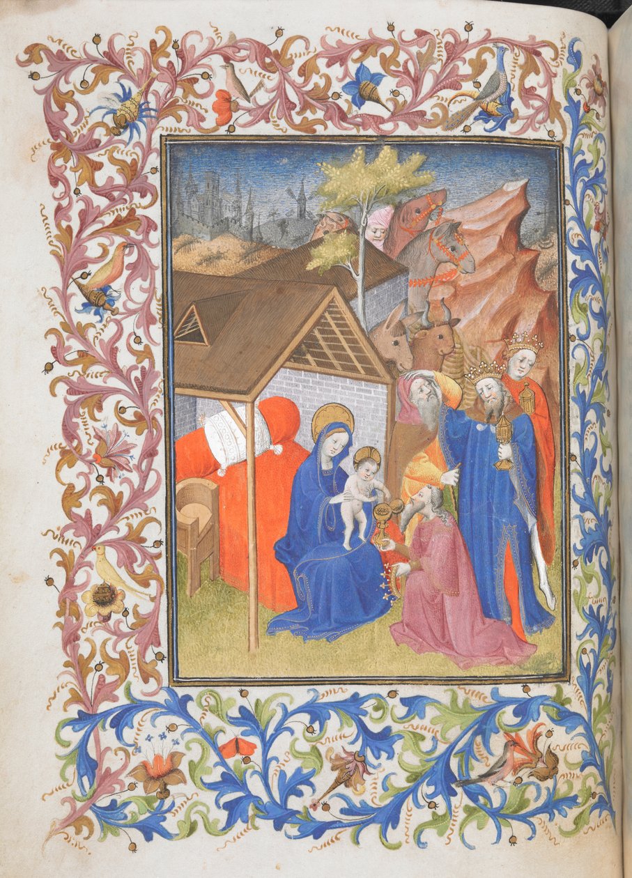 Adoration of the Magi, från The Book of Hours of Rene of Anjou (vellum) av French School