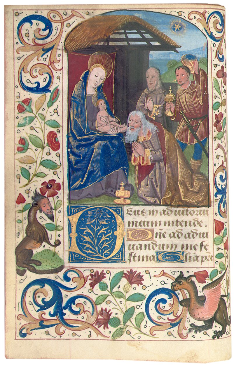 Adoration of the Magi, illustration från "Time Book of Hours, Use of Rome" av French School