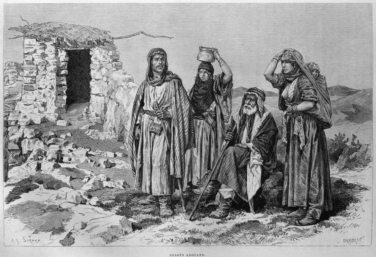 Adouans, från Syrien idag. Reser i Fenicien, Libanon och Judéen. 1875-1880 av Louis Charles Emile Lortet, 1884 (bw gravyr) av French School