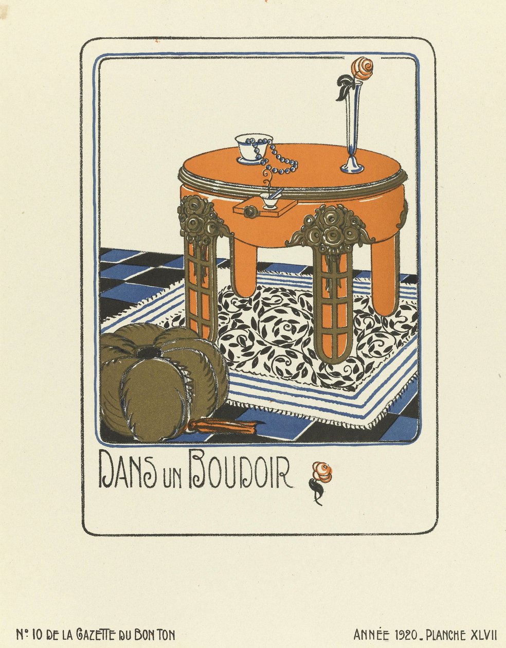 Annons för "Dans un Boudoir", utg.1920 (stenciltryck) av French School
