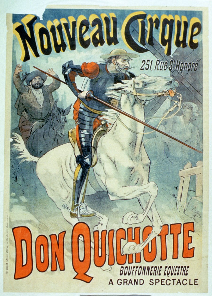 Annons för Don Quijote, New Circus, Horseback Buffoonery av French School