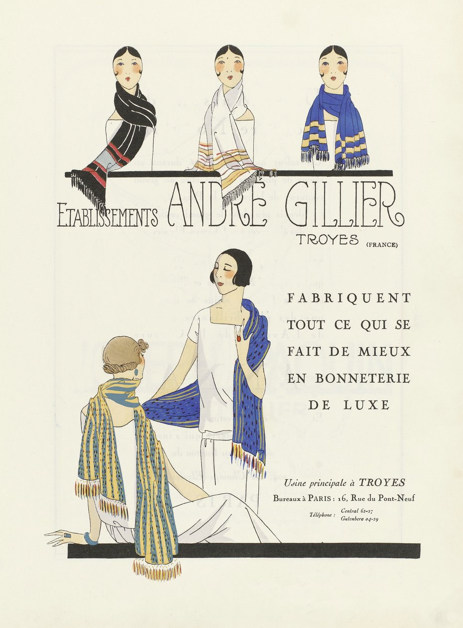 Annons för Etablissements Andre Gillier, pub 1920-tal (stenciltryck) av French School