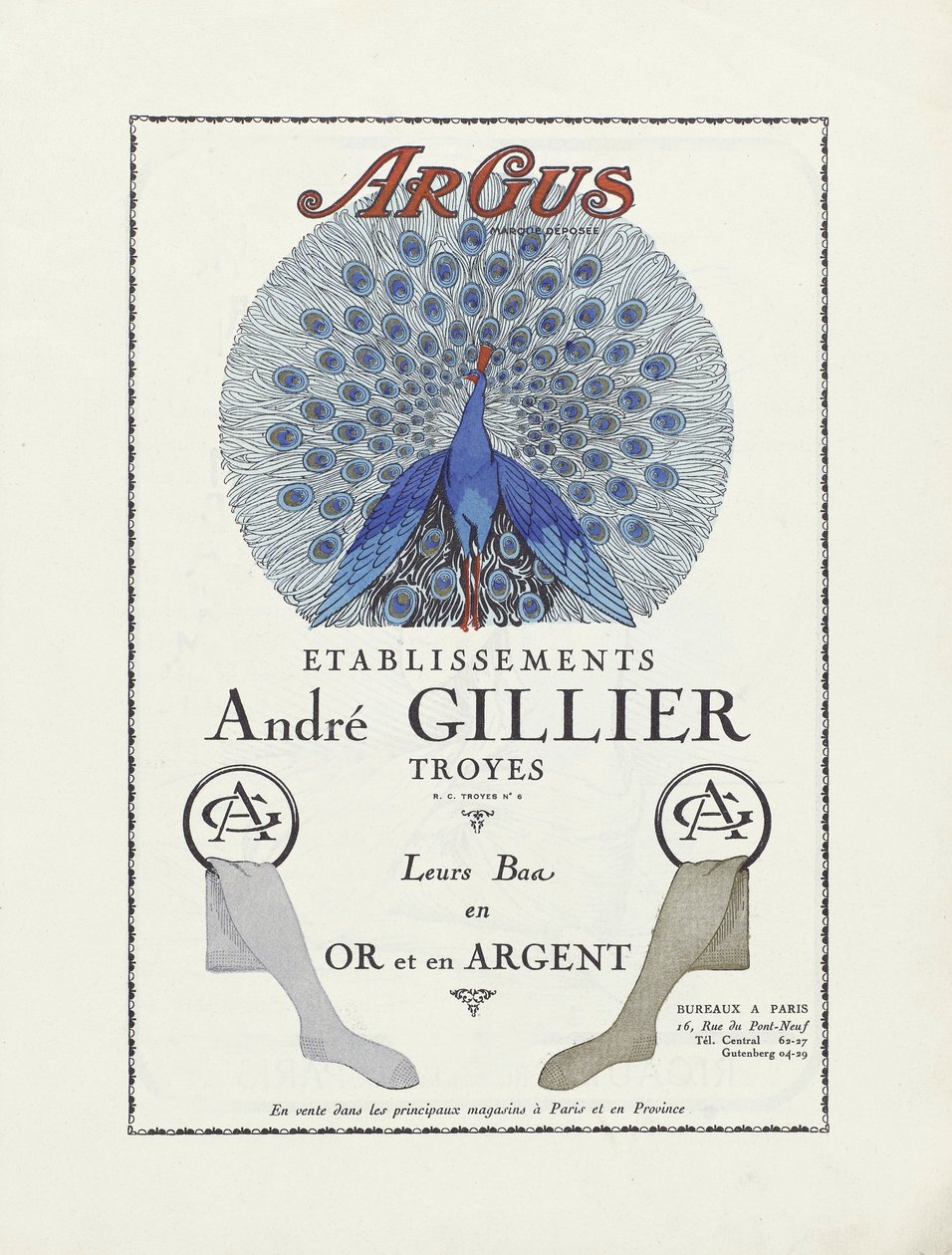 Annons för Etablissements Andre Gillier , pub 1924 (stenciltryck) av French School