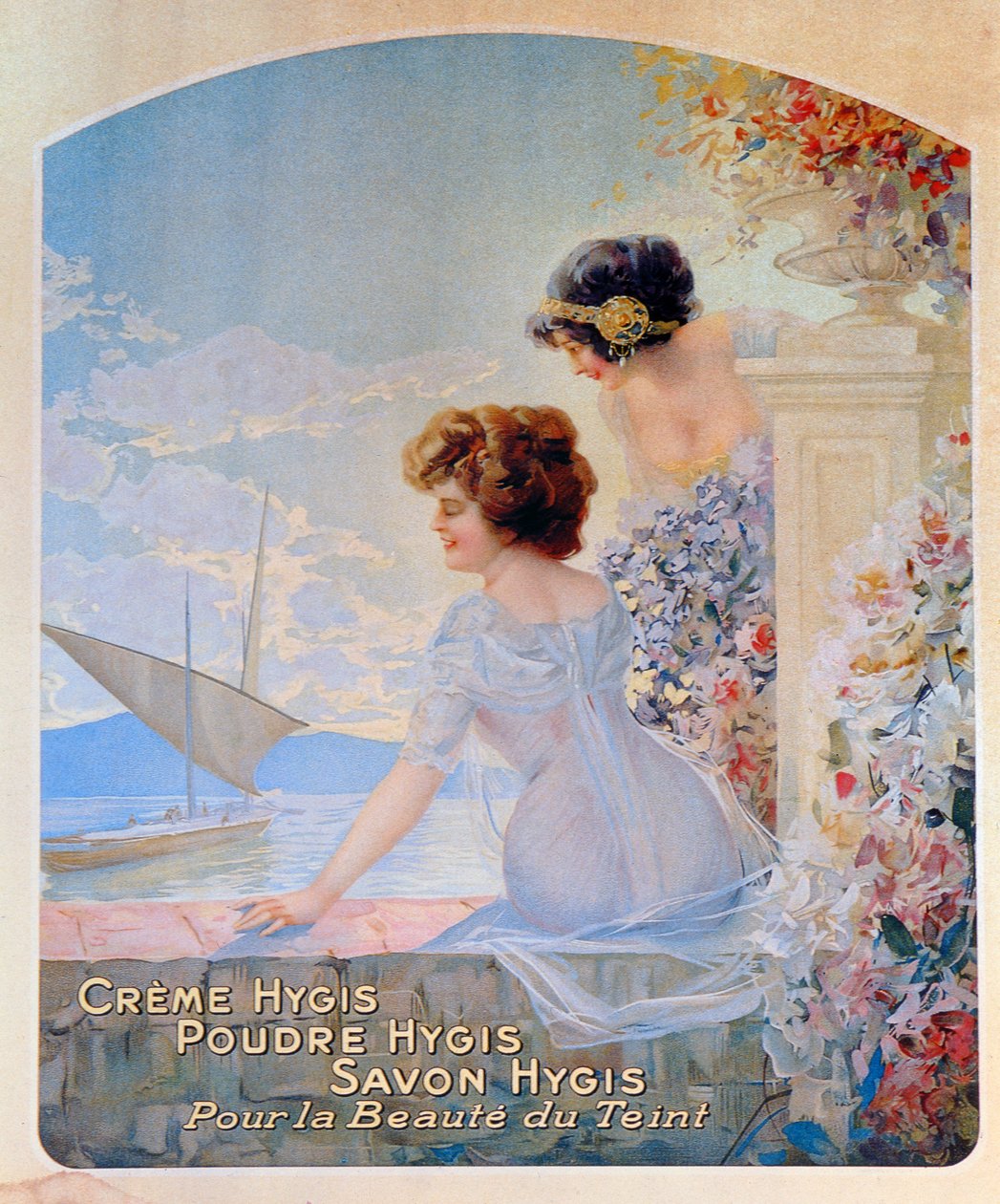 Annons för Hygis skönhetsprodukter för huden, ca 1910 av French School