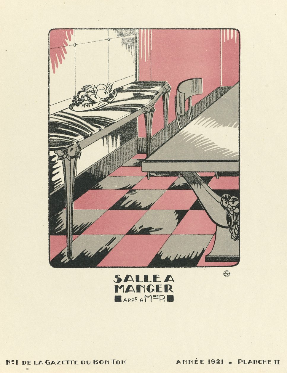 Annons för "Salle a Manger", utg.1921 (pochoirtryck) av French School