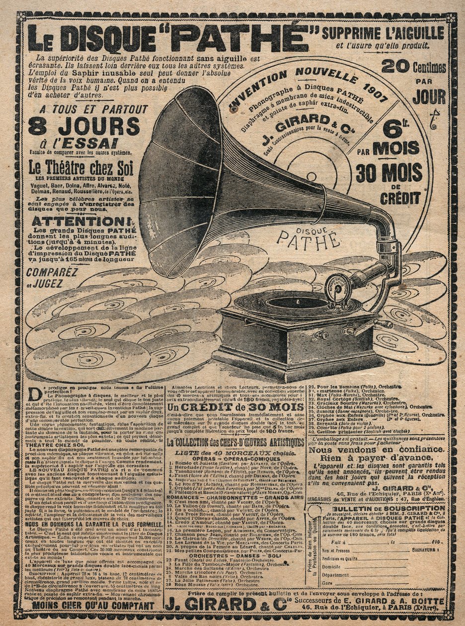 Reklam för fonografer "" Pathe"" 1907 - Le disque pathe - av French School