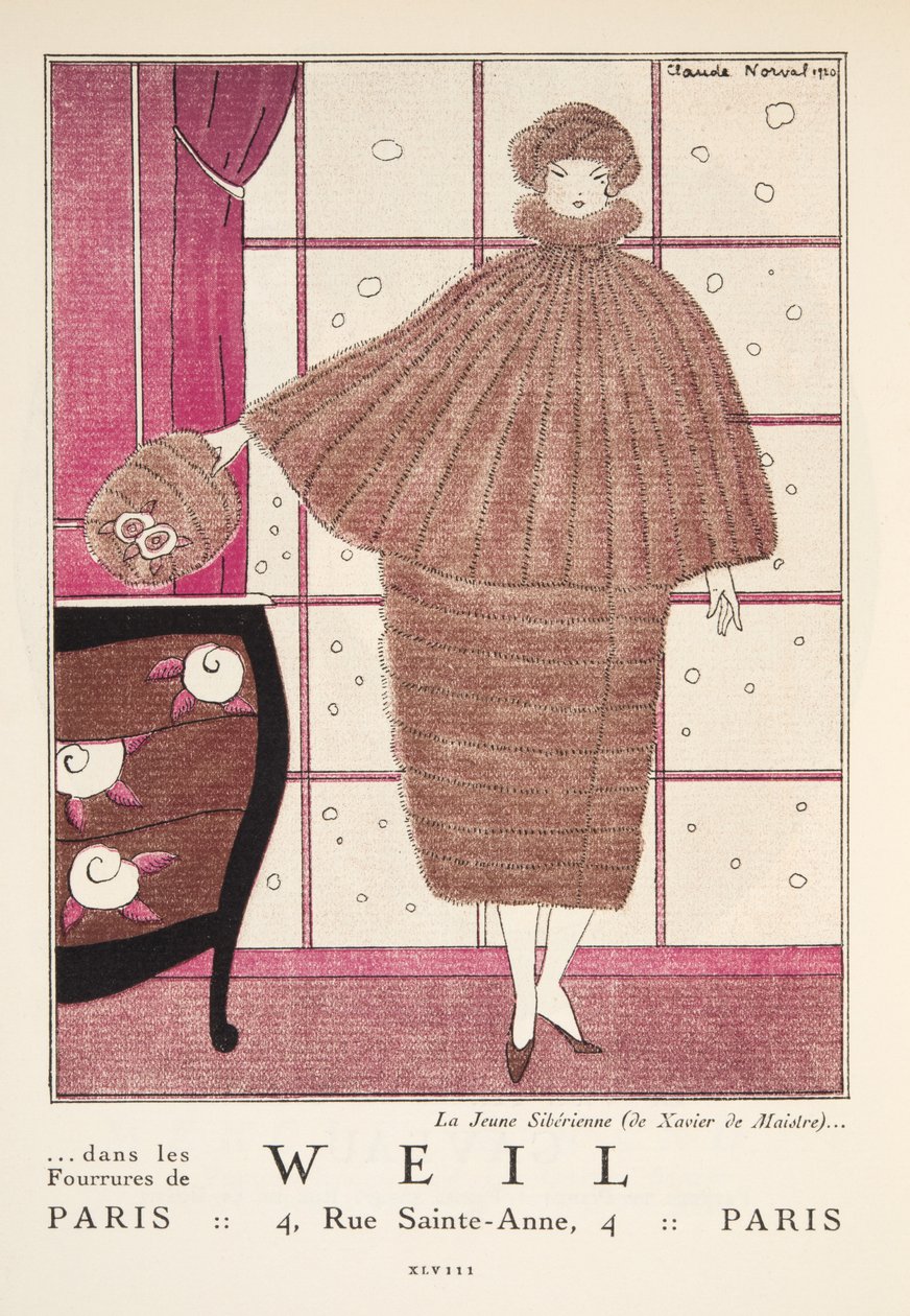 Annons för "Weil", från Gazette de Bon Ton, utg. 1920 (stenciltryck) av French School