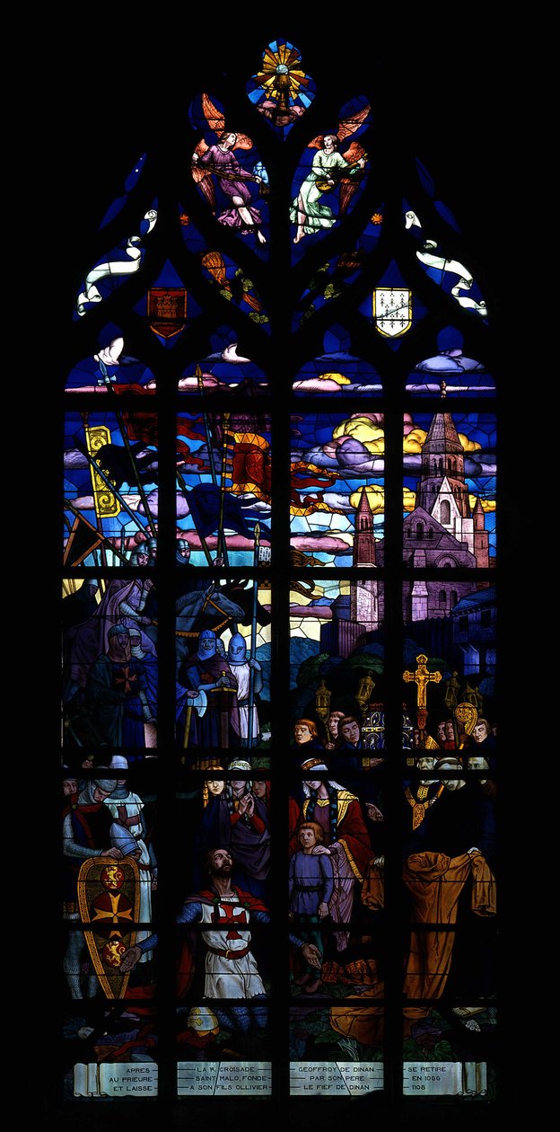 Efter det första korståget drog sig Geoffroy de Dinan tillbaka till priorinnan St Malo (Saint Malo), grundad av hans far 1066, och lämnade sin son Olivier läet av Dinan av French School