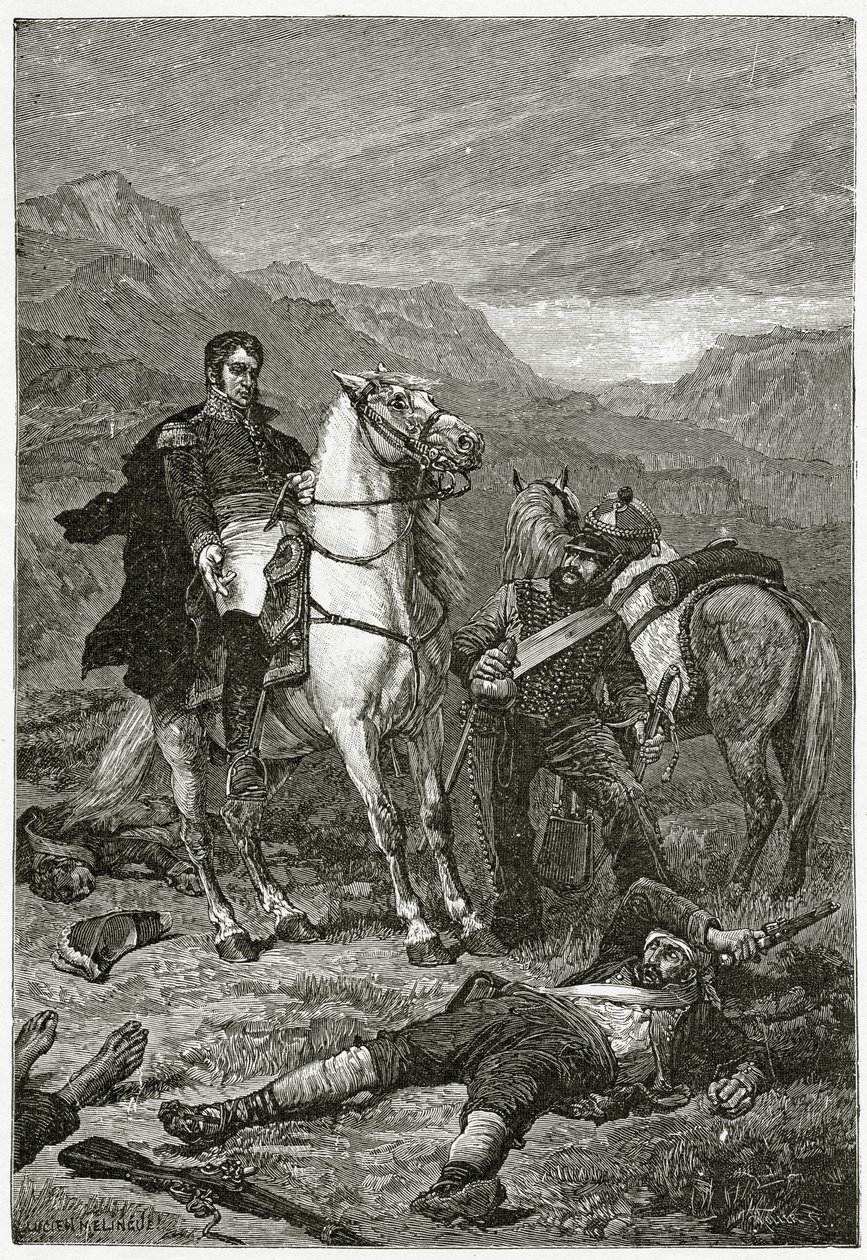 Efter slaget, 1800-talet (bw-gravyr) av French School
