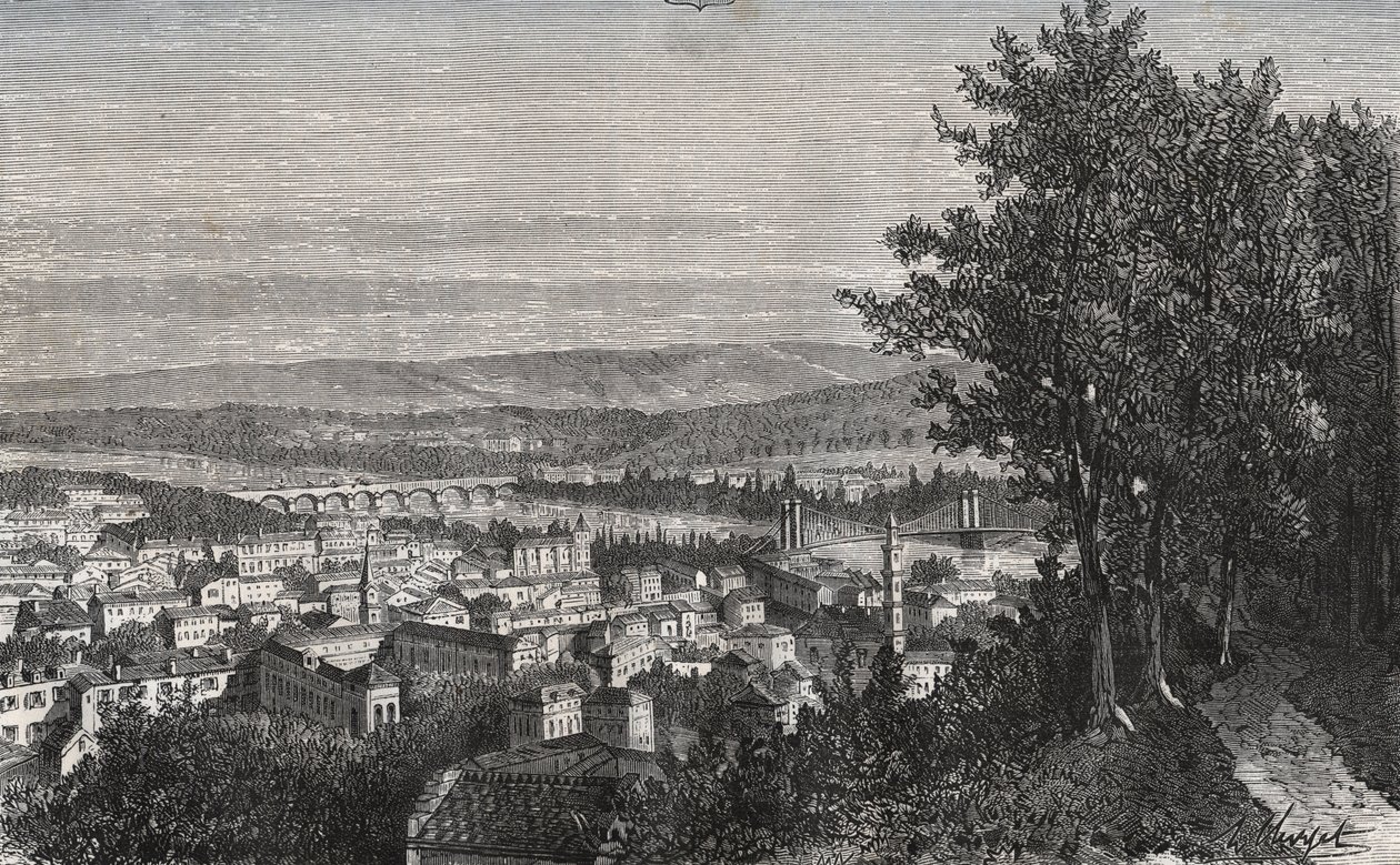 Agen - Lot-et-Garonne - gravyr i "La France illustrée: geografi, historia, statistisk administration" av V.A. Malt-Brown. 1884 av French School