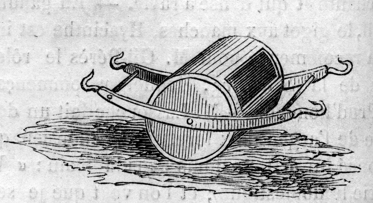 Jordbruksmaskin: en distributörs gödseldörr presenterad vid Paris jordbrukstävling 1860. Gravyr i "" Le Monde Illustré"" nr 172 av 28 juli 1860. av French School