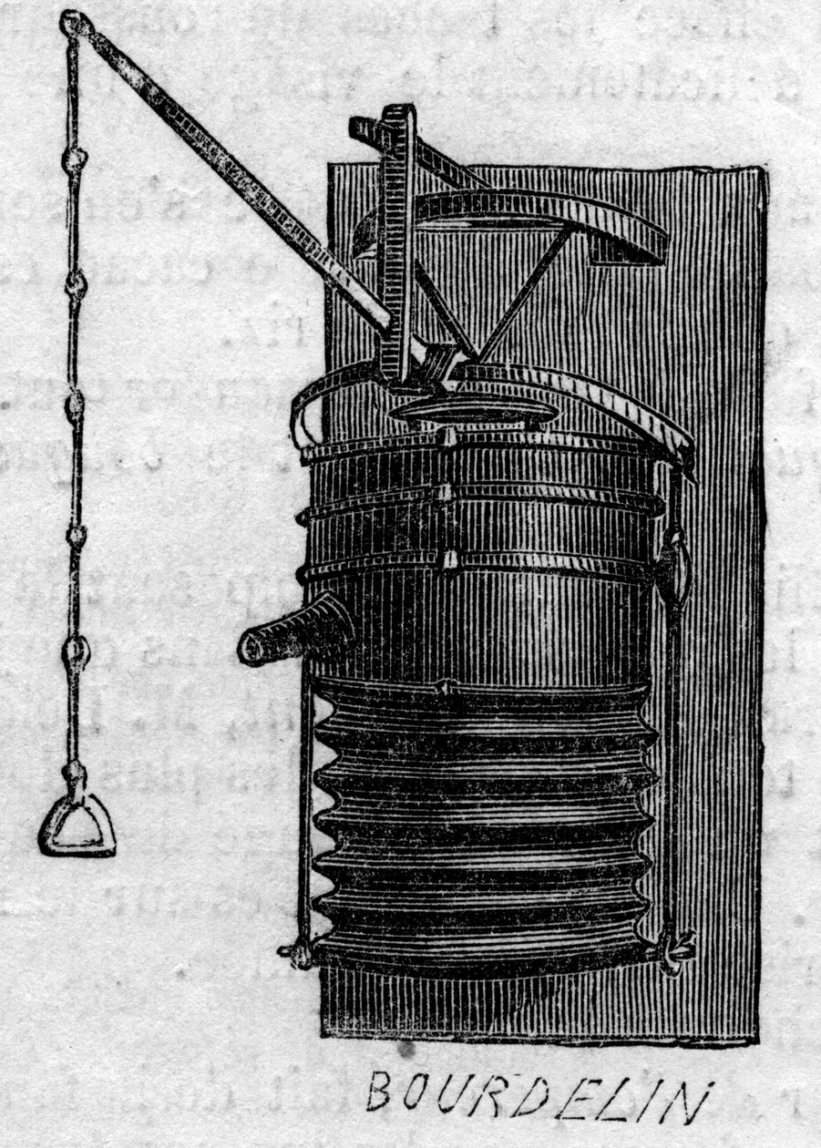 Jordbruksmaskin: en smidesbälg som presenterades vid lantbrukstävlingen i Paris 1860. Gravyr i "" Le Monde Illustré"" nr 172 den 28 juli 1860. av French School