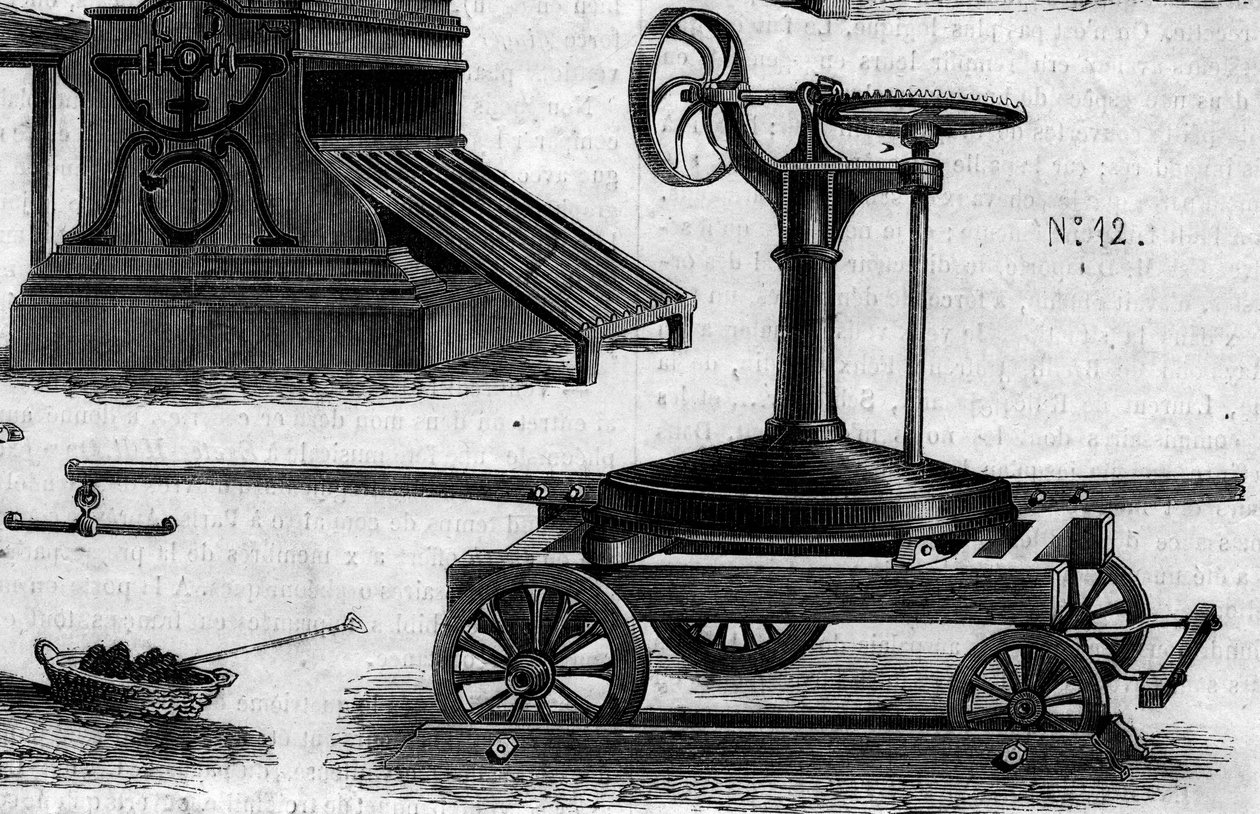 Jordbruksmaskin: en bärbar manege som presenterades vid lantbrukstävlingen i Paris 1860. Gravyr i "" Le Monde Illustré"" nr 169 den 7 juli 1860. av French School