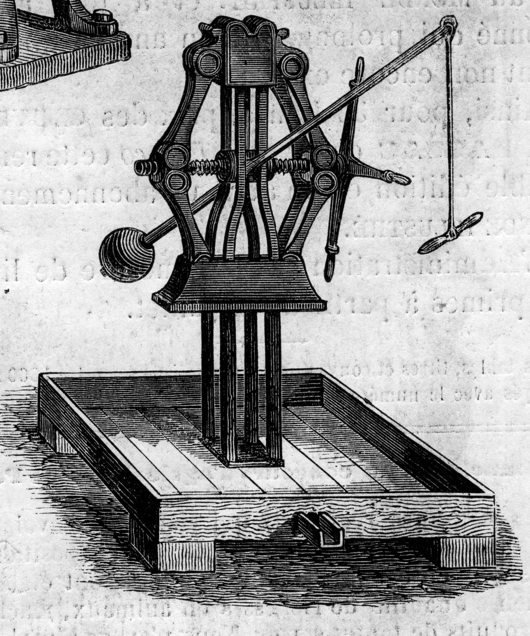 Jordbruksmaskin: en press som presenterades på jordbruksutställningen 1860 i Paris. Gravyr i "" Le Monde Illustré"" nr 168 av 30 juni av French School