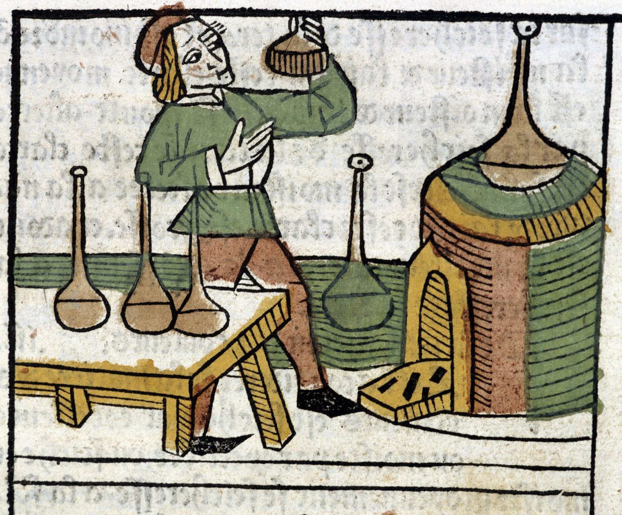 Alchemist - i "The Owners of Things Both Corporeal and Spiritual" (bok XVIII) av Glanville, Lyon av French School