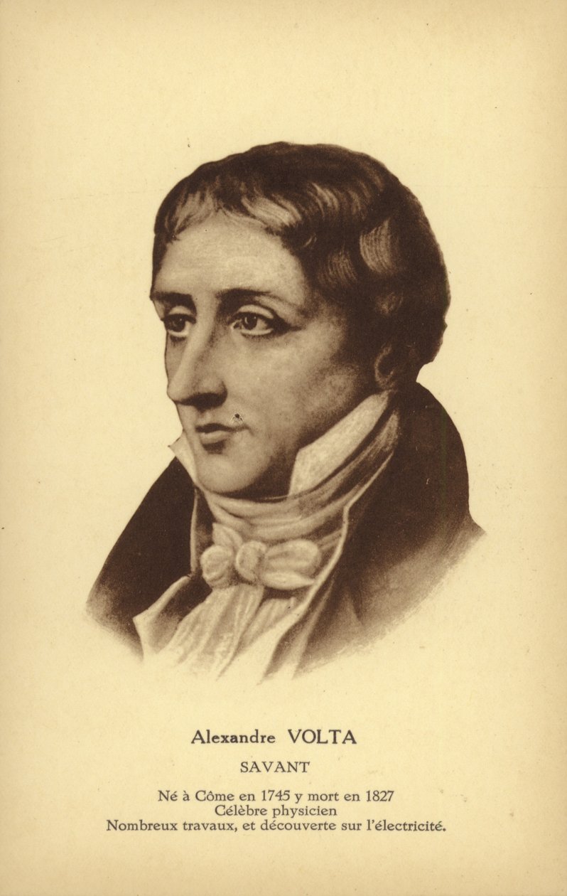 Alessandro Volta (1745-1827), italiensk fysiker (litografi) av French School