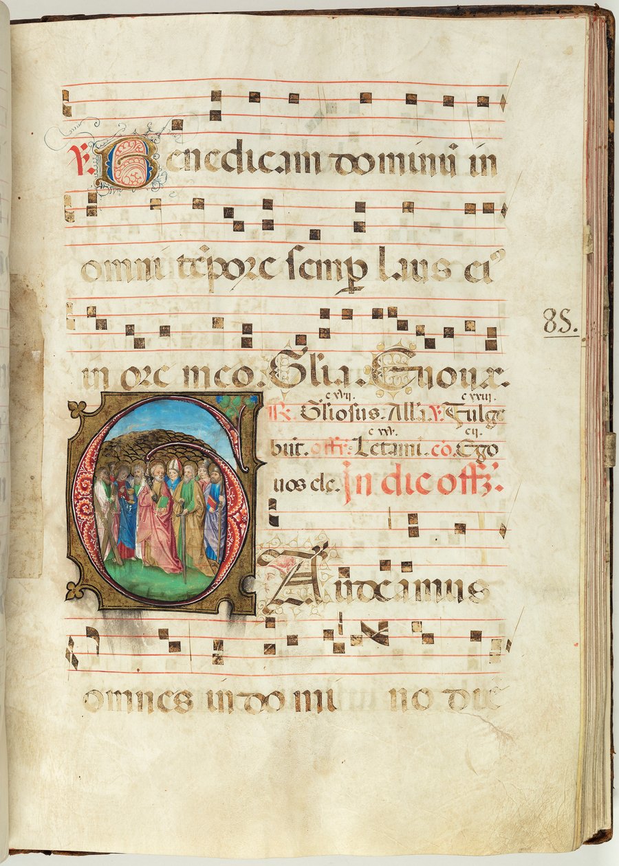 All Saints, Gradual f.85 (bläck, tempera & bladguld på pergament) av French School