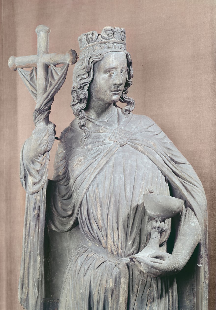 Allegorisk figur av kyrkan som håller en kalk och labarum, ca 1230 (detalj) av French School