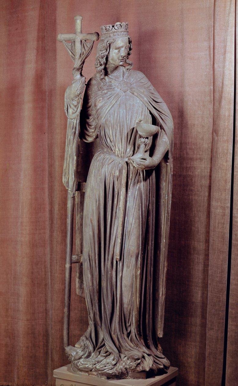 Allegorisk figur av kyrkan som håller en kalk och labarum, ca 1230 (detalj) av French School