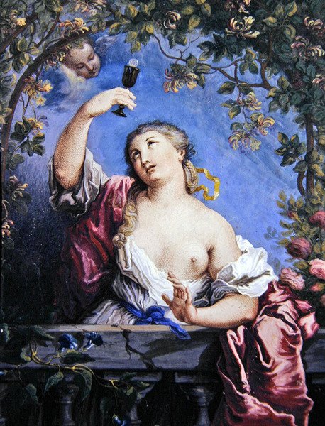 Allegory of Virtue (gouache på veläng) av French School