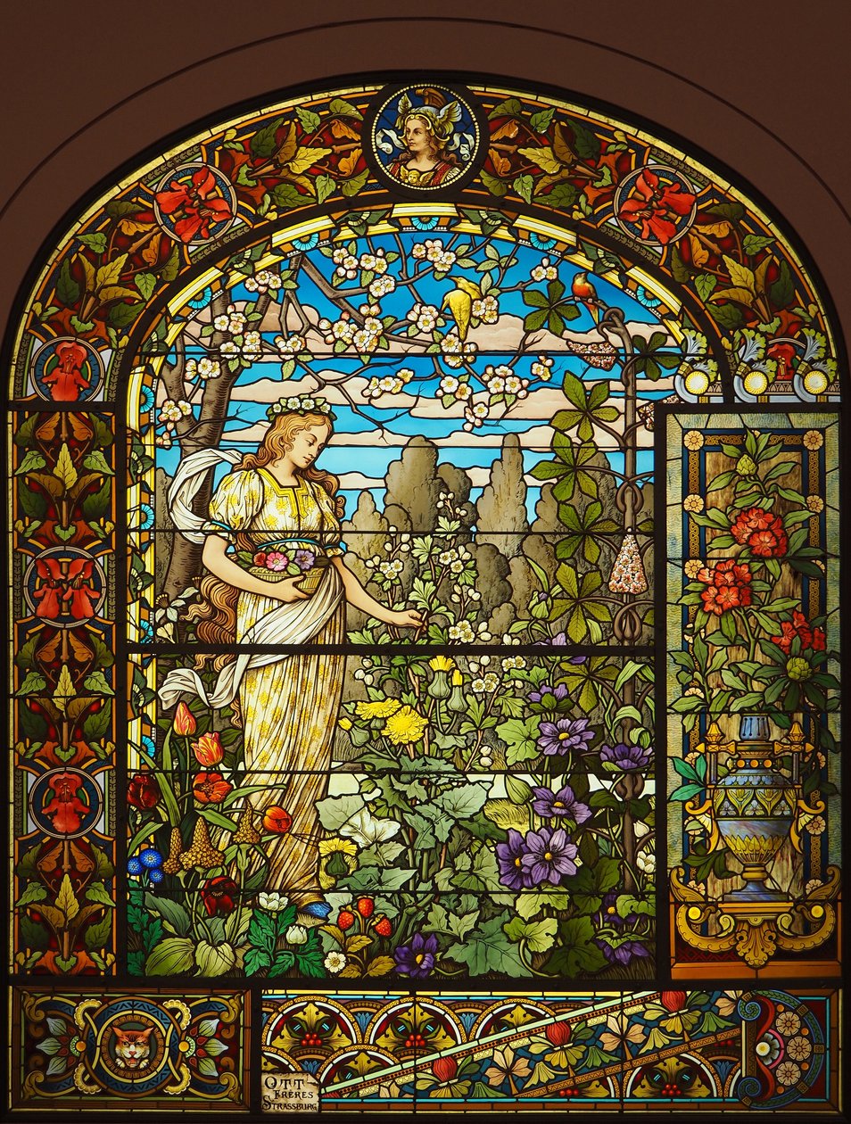 Allegori om våren (målat glas), anonym, cirka 1900 av French School