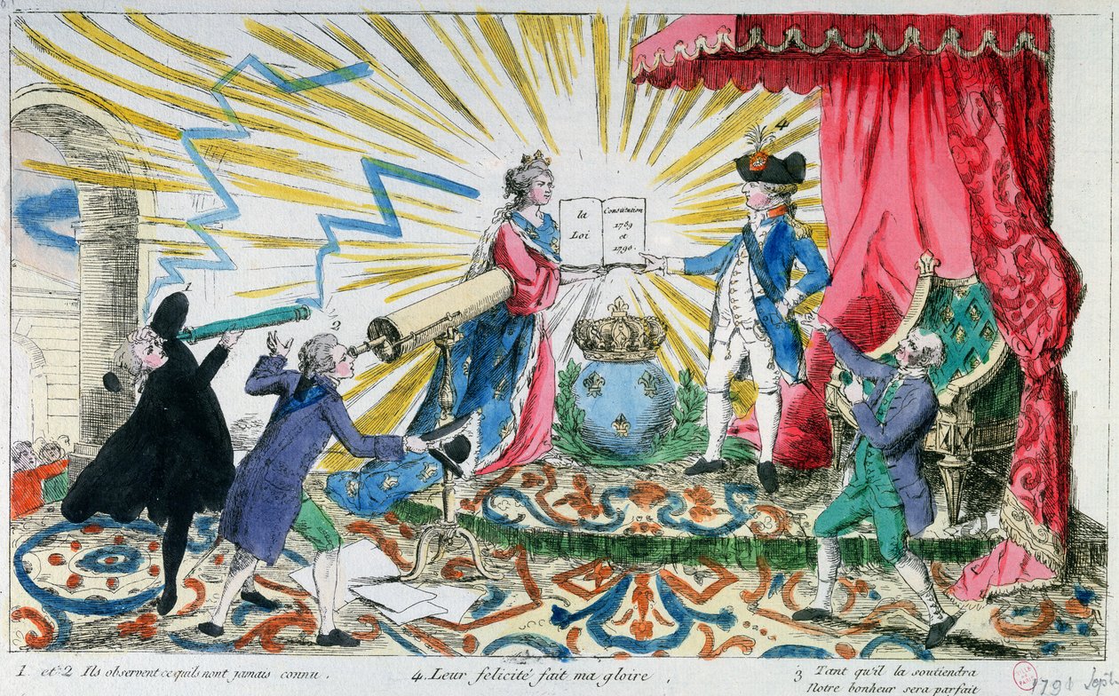 Allegori om antagandet av konstitutionen av kung Ludvig XVI (1754-93), 1791 av French School