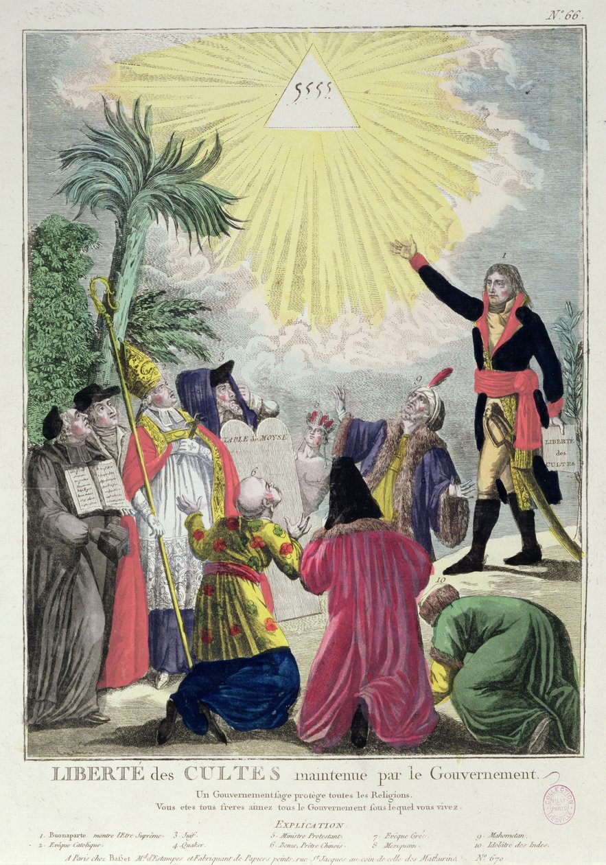 Allegori över konkordatet mellan Napoleon Bonaparte (1769-1821) och påven Pius VII (1742-1823) 1801 (se även 175951) av French School