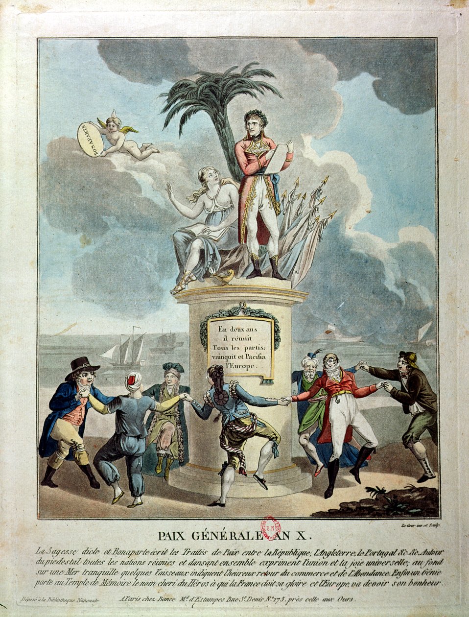 Allegory of the Peace of Amiens, 1802 (färgstick) av French School