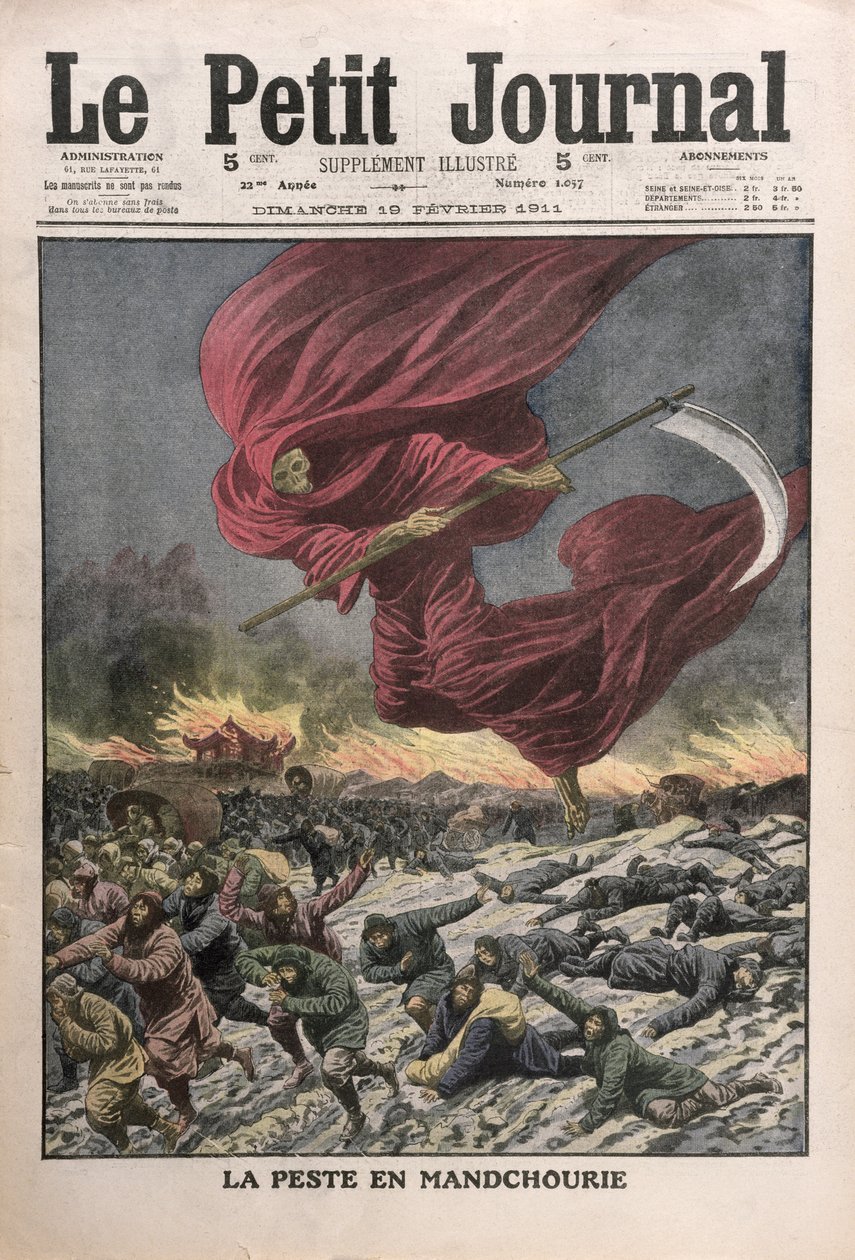 Allegory of the Plague in Manchuria, omslagsillustration av Le Petit Journal, 19 februari 1911 av French School