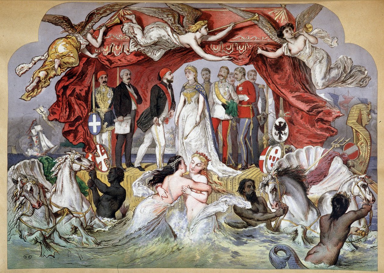 Allegori över invigningen av Suezkanalen den 17/11/1869 av French School