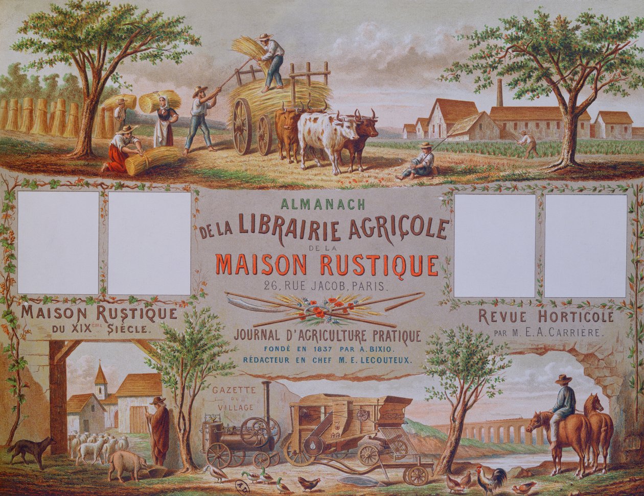 Almanacka för jordbruksbokhandeln La Maison Rustique, ca 1860 (färgstick) av French School