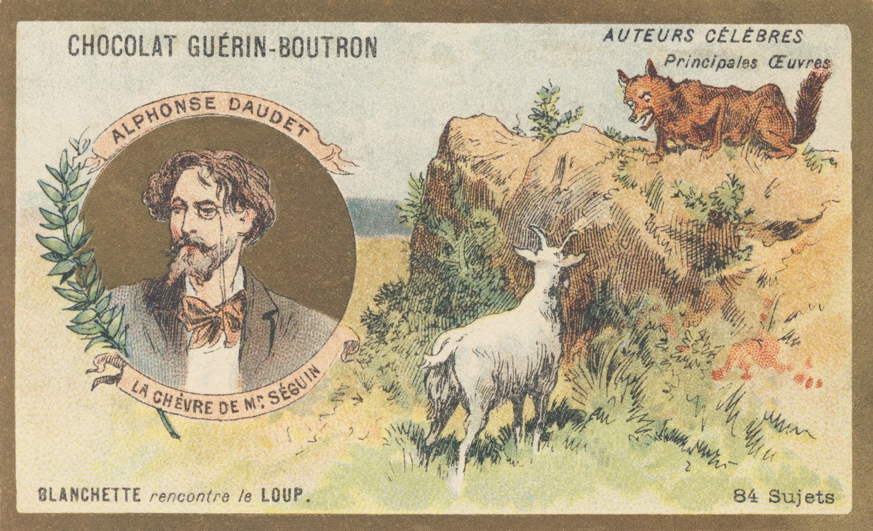 Alphonse Daudet (1840-1897), fransk författare och dramatiker, författare till "La chevre de Monsieur Seguin", en av novellerna i "Lettres de mon moulin" av French School