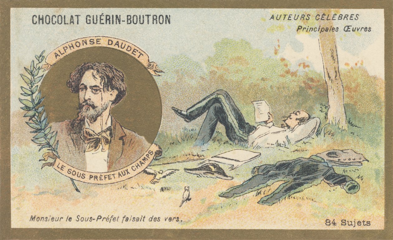 Alphonse Daudet (1840-1897), fransk författare och dramatiker, författare till "Le sous-prefet aux champs", prosaballad (1866) av French School
