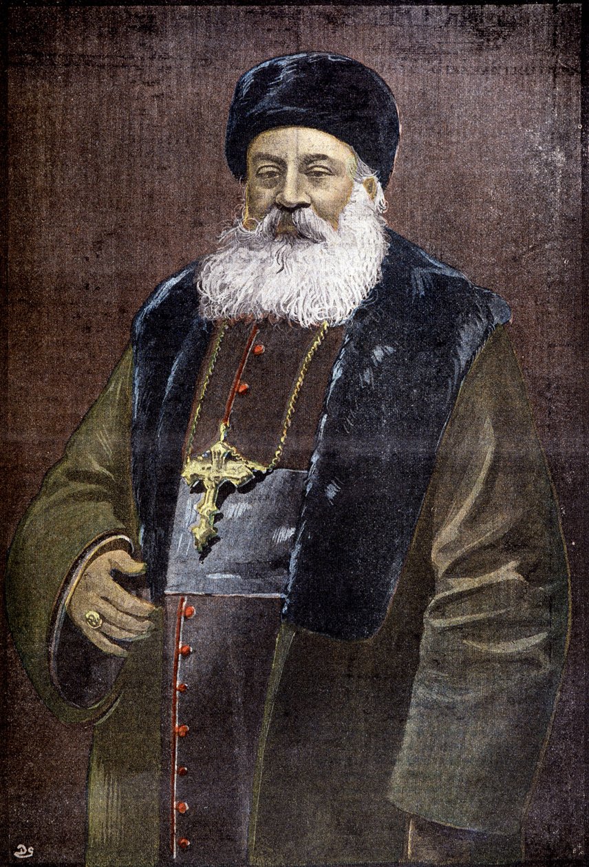 Alphonse Favier (1837-1905), fransk lazarist, eveque de Pekin, hjälte från Boxarnas legationssäte, år 1900 (gravyr) av French School