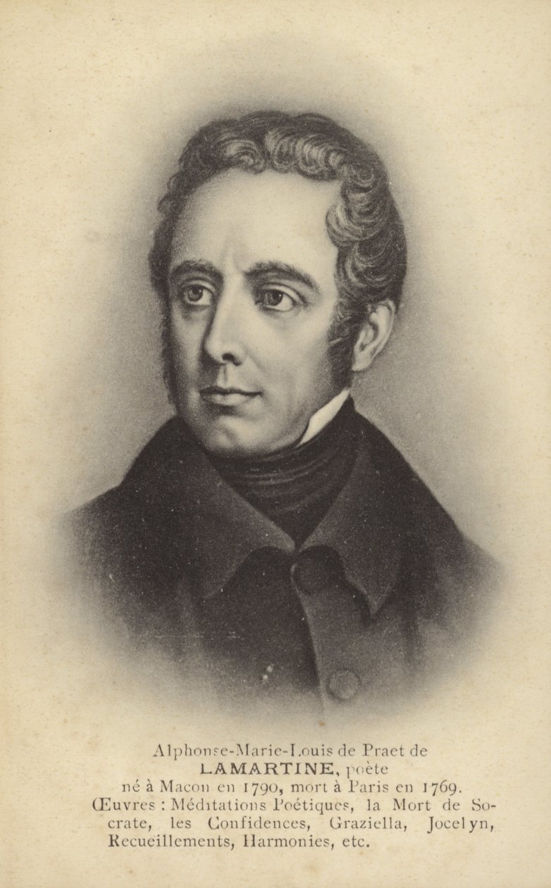 Alphonse de Lamartine (1790-1869), fransk författare, poet och politiker (litografi) av French School