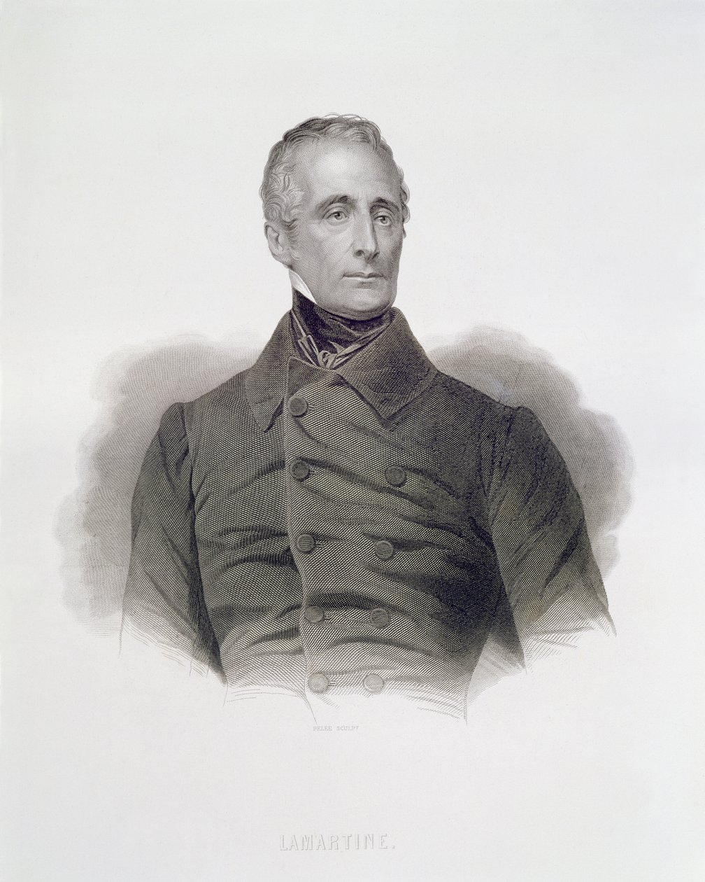 Alphonse de Lamartine, graverad av Pierre Pelee (1801-71) av French School