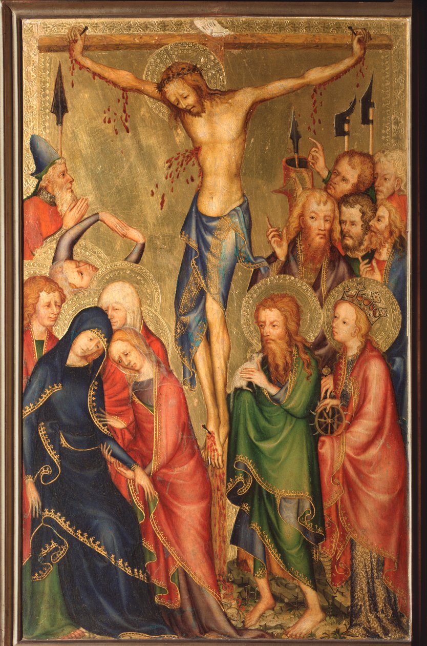 Altarolo del Bargello: crucifixion - (diptyk av Bargello, crucifixion) Anonym målning av den franska skolan på 1300-talet (franska skolan, XIV-talet) Florens, Museo Nazionale del Bargello av French School