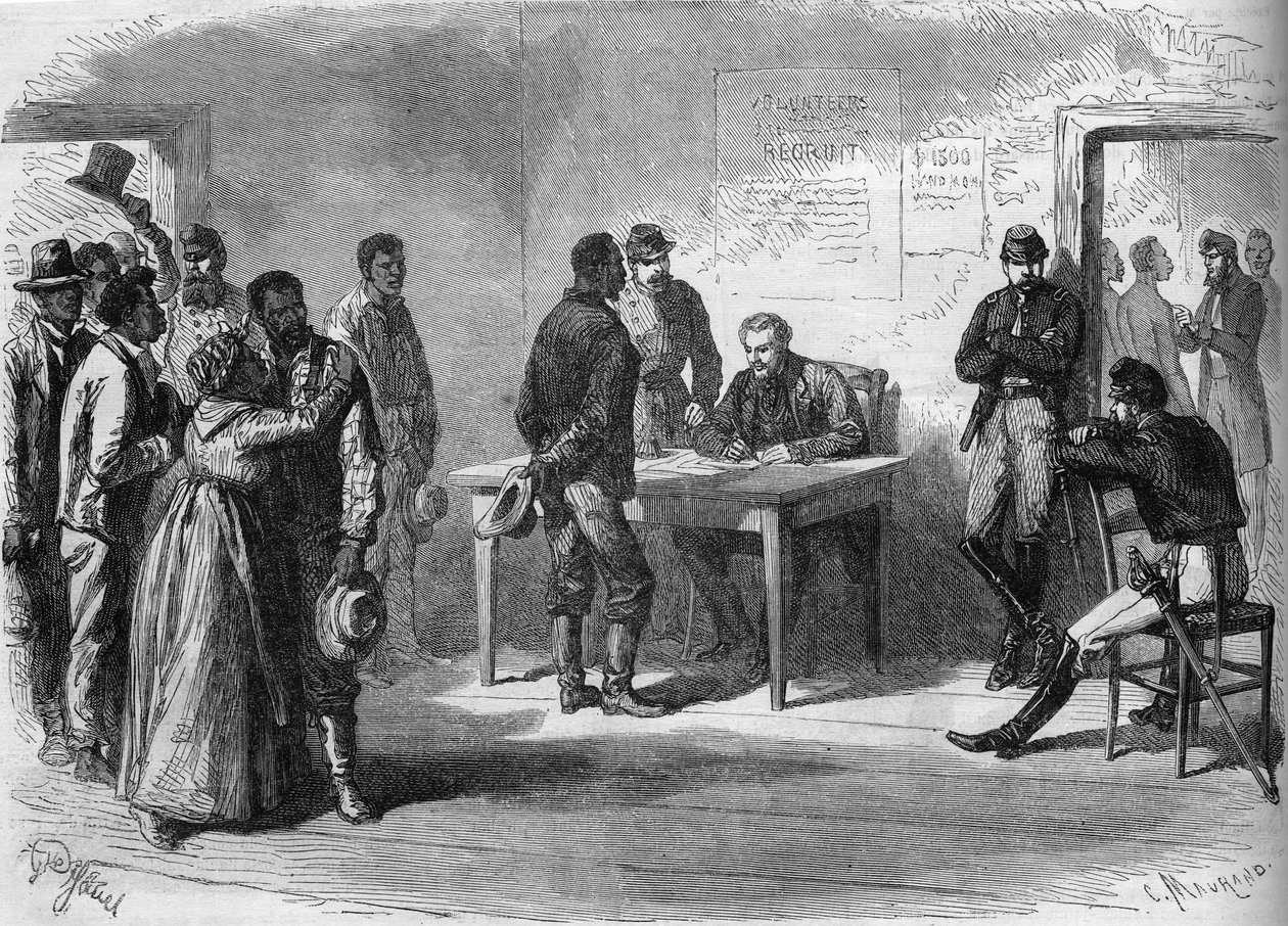 Amerikanska inbördeskriget (1861-1865): Svarta frivilliga kommer in i General Grants armé (nordisk) av French School