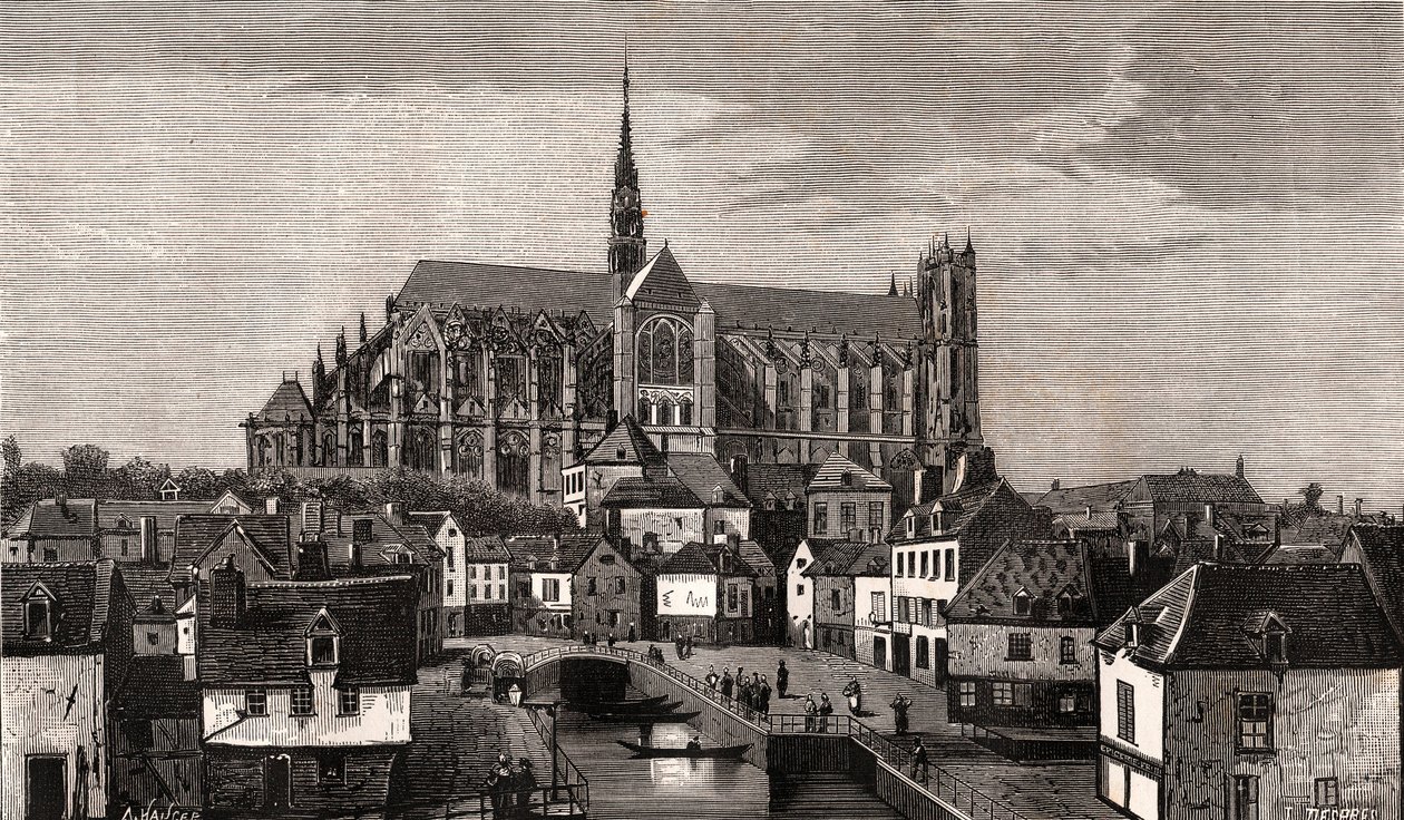 Amiens - Nord-Pas-de-Calais-Picardie - gravyr i "La France illustrée: geografi, historia, statistisk administration" av V.A. Malt-Brown. 1884 av French School