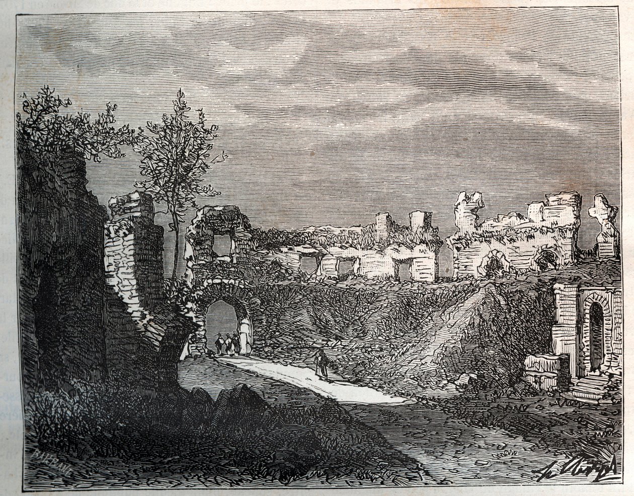 Amfiteatern i Frejus - gravyr i "La France illustrée: geografi, historia, statistisk administration" av V.A. Malt-Brown. 1884 av French School