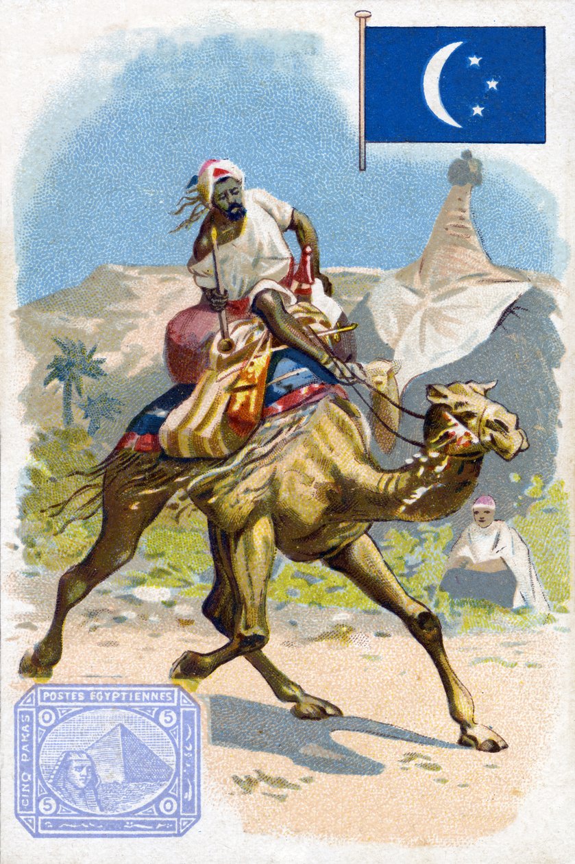 En egyptisk brevbärare som levererar post, sent 1800-tal av French School