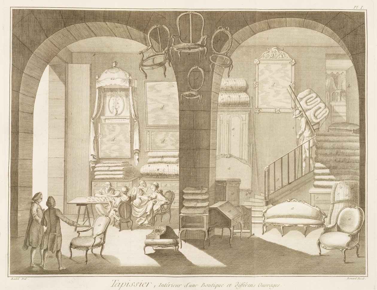 En tapetserare, från Encyclopedie des Sciences et Metiers av Denis Diderot (1713-84) publicerad ca 1770 av French School