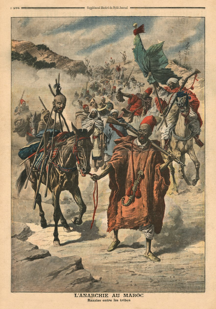 Anarki i Marocko, plundring mellan stammar, illustration från 
