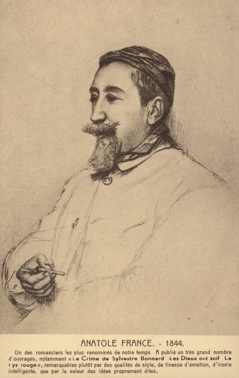 Anatole France (1844-1924), fransk poet, journalist och romanförfattare (litografi) av French School