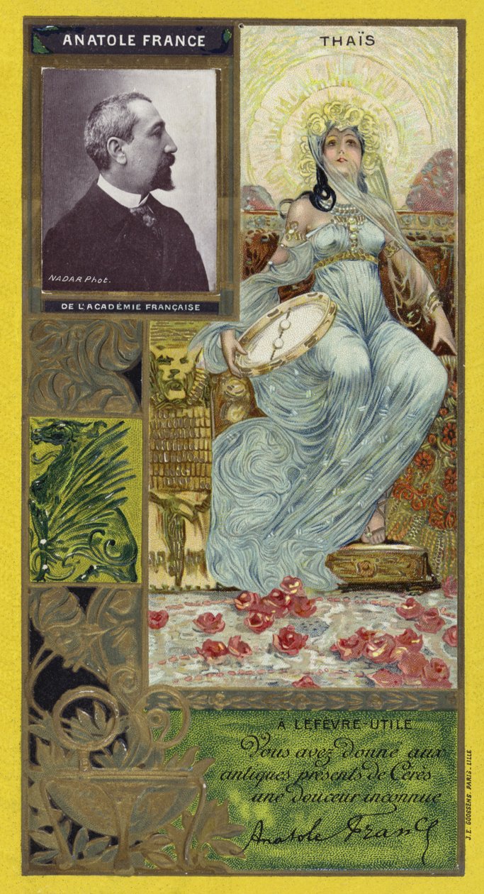 Anatole France, fransk romanförfattare (chromolitho) av French School