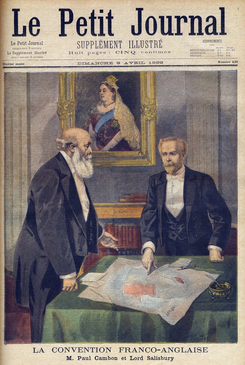 Anglo-franska konventionen undertecknad i London av Paul Cambon (1843-1924) och Lord Salisbury (1830-1904) från 