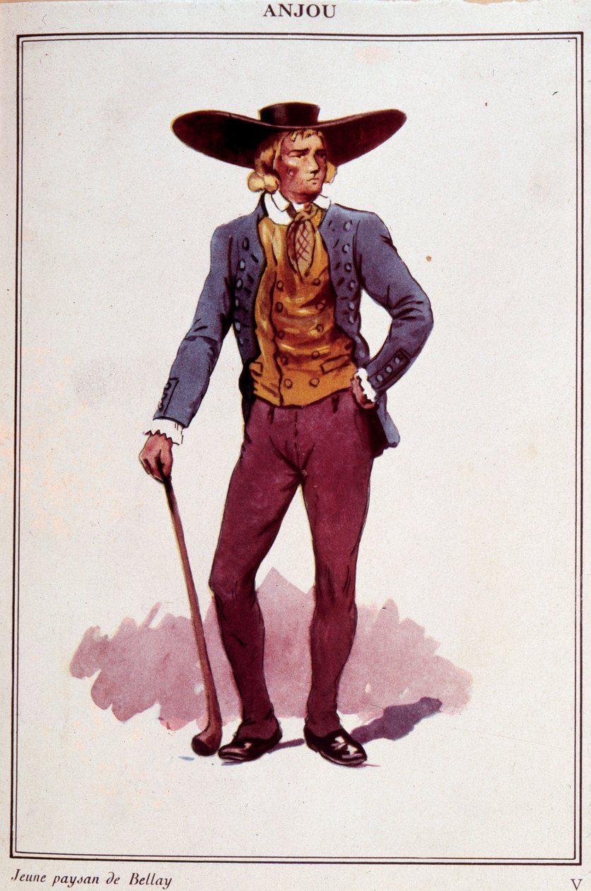 Bondedräkter från Anjou. Gravyr från 1800-talet. Paris, Dekorativ konst av French School